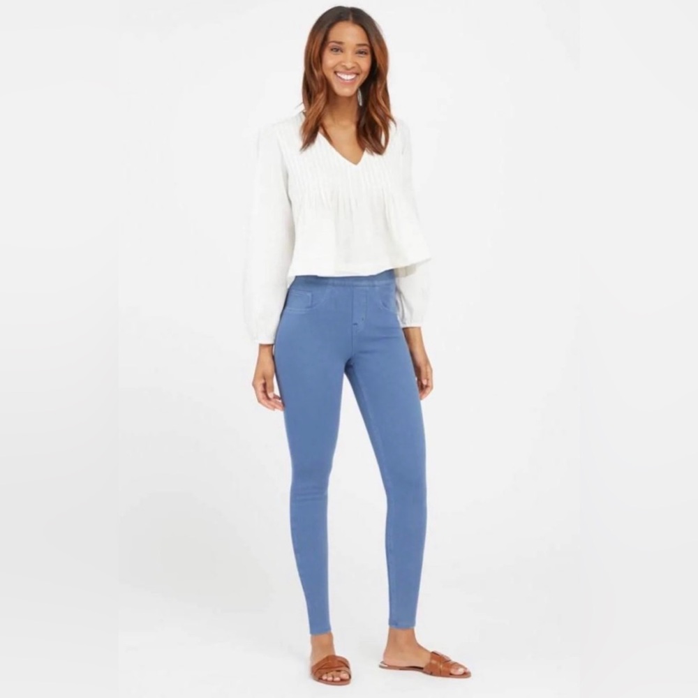 SPANX Blue High-Waist Ponte Leggings